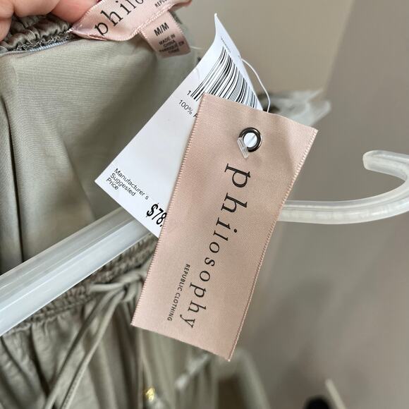 NWT Philosophy Tiered Maxi Skirt Sage Green Boho Ruffle Long Skirt Sz M - Picture 4 of 9